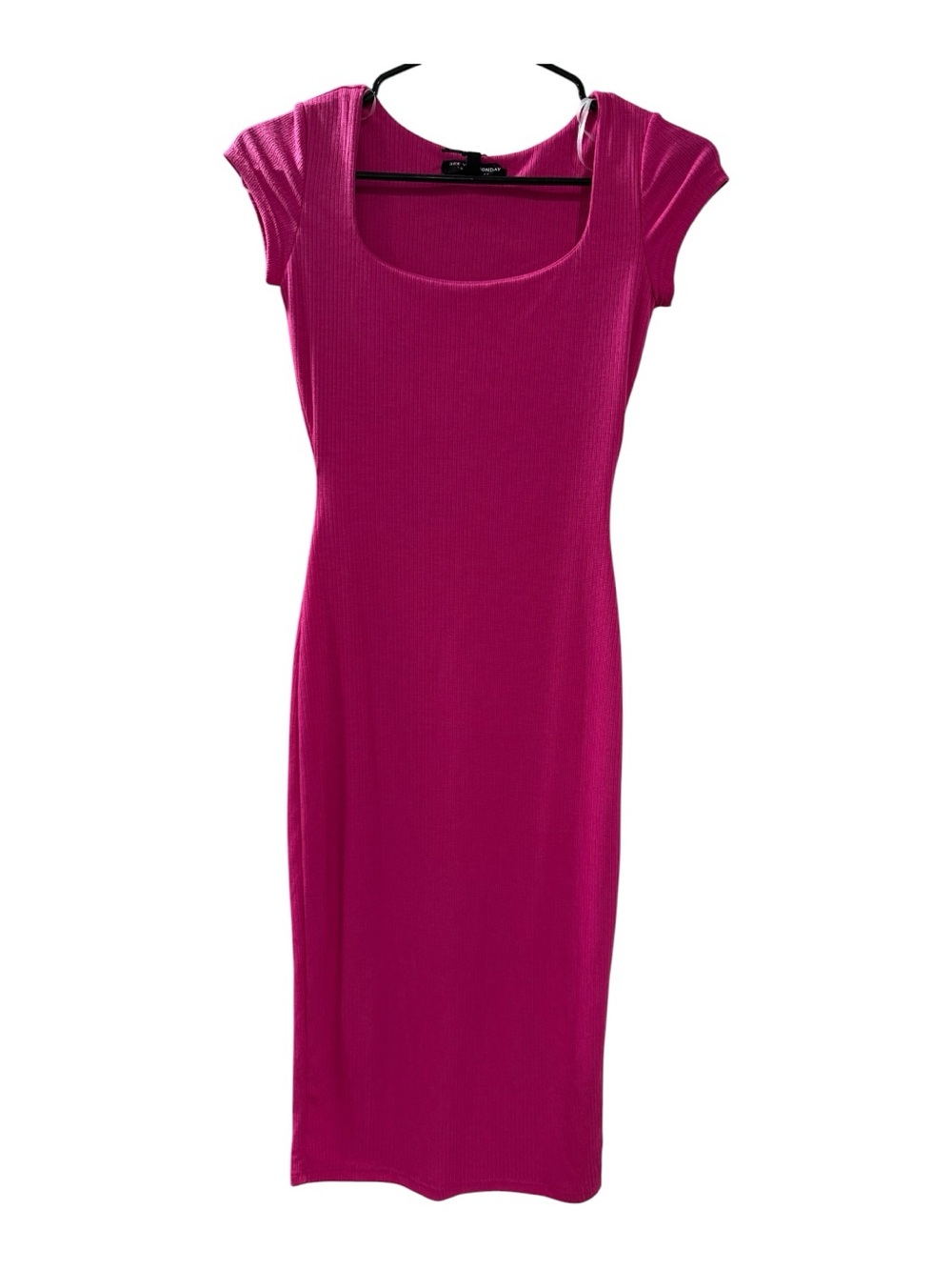 See You Monday Fuchsia Scoop-Neck Cap-Sleeve Midi Dress